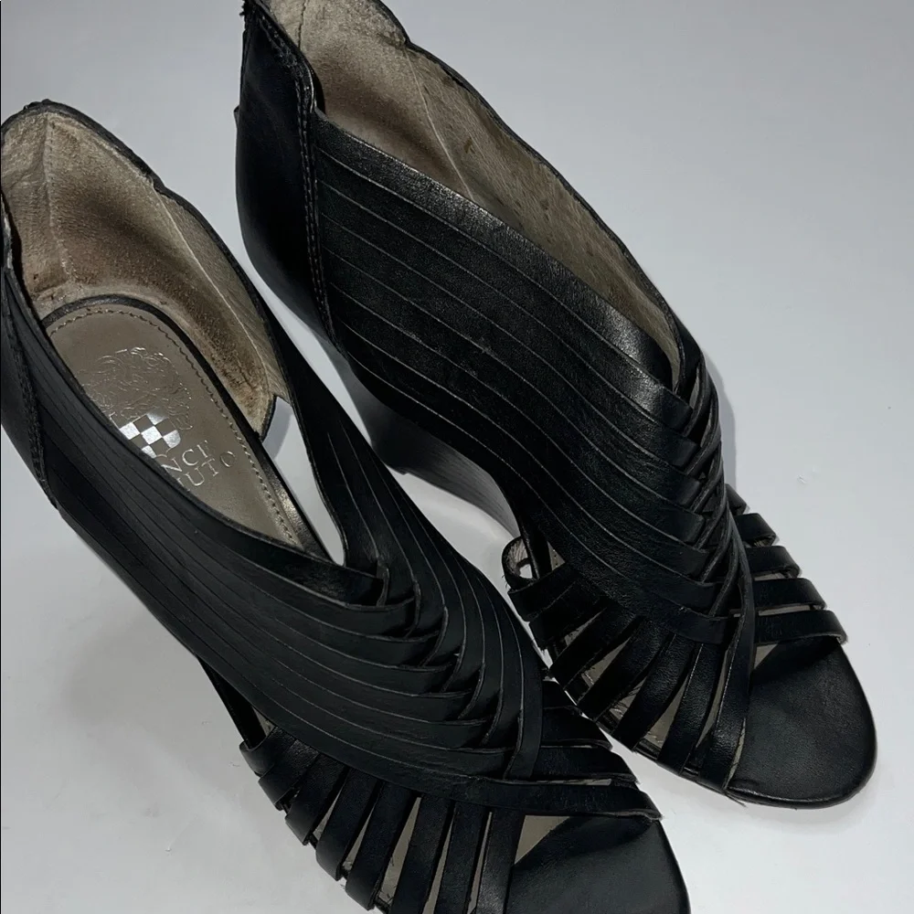 Vince Camuto Black Strappy Wedges size 6.5 - Picture 1 of 8